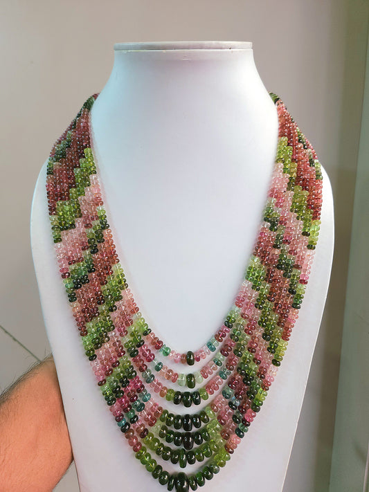Natural Multi Tourmaline Smooth Rondelle Beads | Rainbow Tourmaline Beads