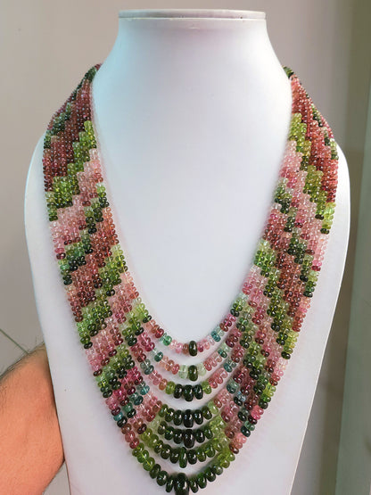 Natural Multi Tourmaline Smooth Rondelle Beads | Rainbow Tourmaline Beads