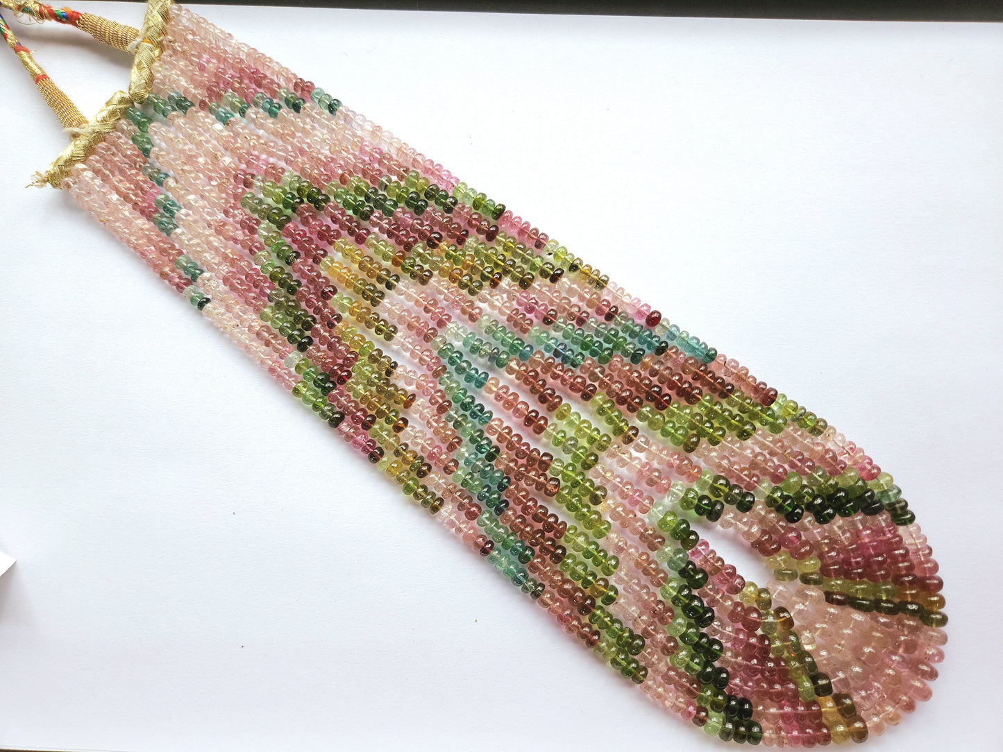 Natural Multi Tourmaline Smooth Rondelle Beads | Rainbow Tourmaline Beads