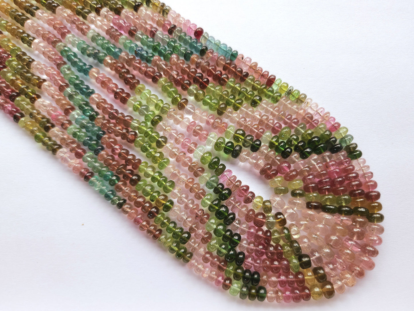 Natural Multi Tourmaline Smooth Rondelle Beads | Rainbow Tourmaline Beads