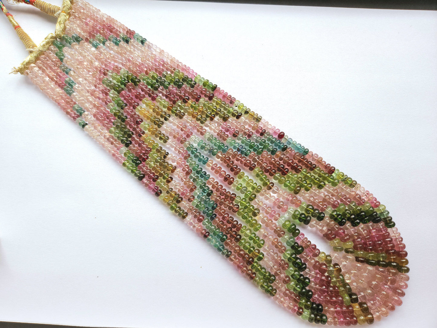 Natural Multi Tourmaline Smooth Rondelle Beads | Rainbow Tourmaline Beads