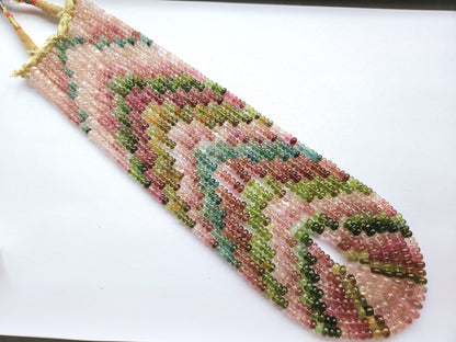 Natural Multi Tourmaline Smooth Rondelle Beads | Rainbow Tourmaline Beads