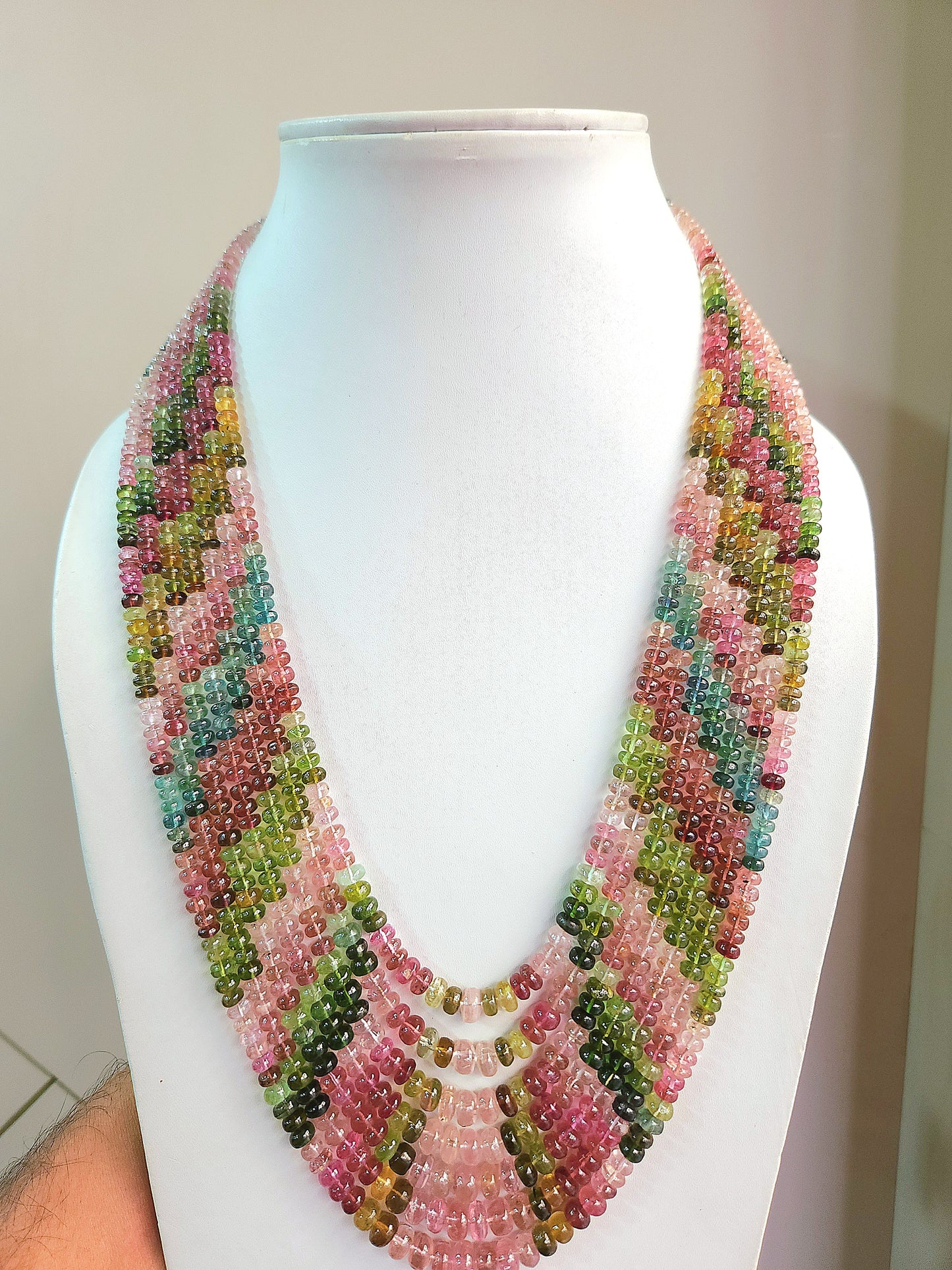 Natural Multi Tourmaline Smooth Rondelle Beads | Rainbow Tourmaline Beads