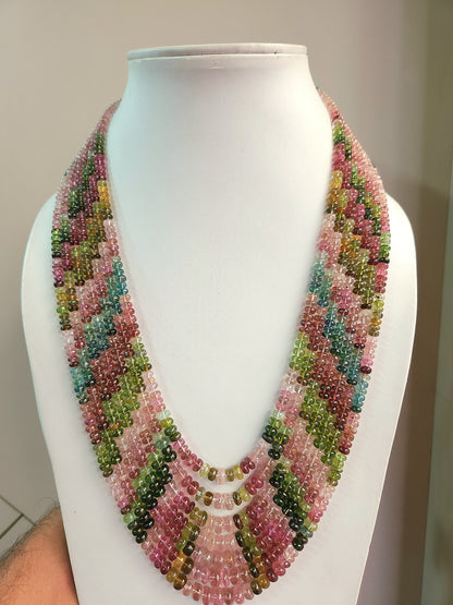 Natural Multi Tourmaline Smooth Rondelle Beads | Rainbow Tourmaline Beads