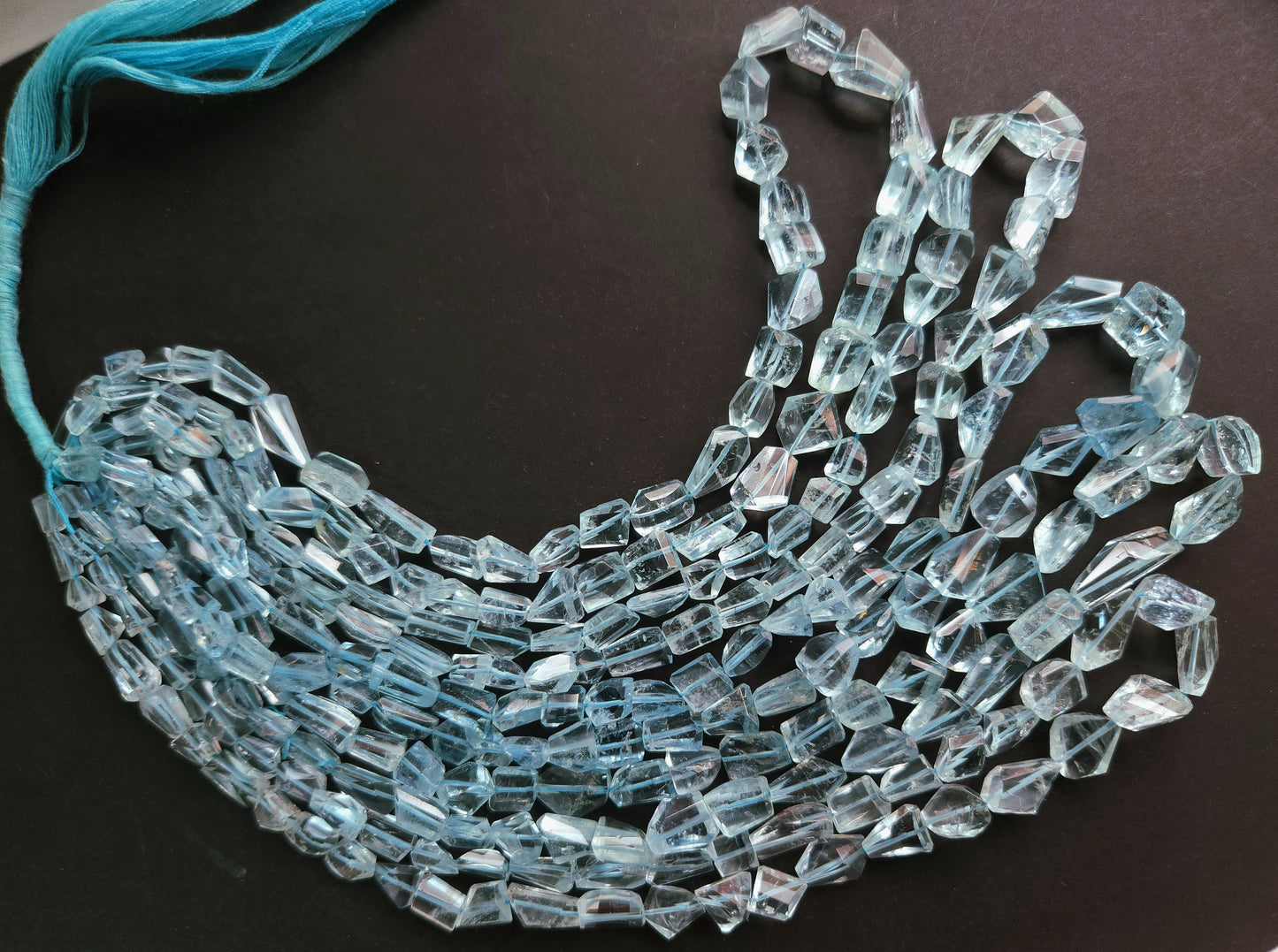 Natural Aquamarine Uneven Faceted Tumble Shape Beads