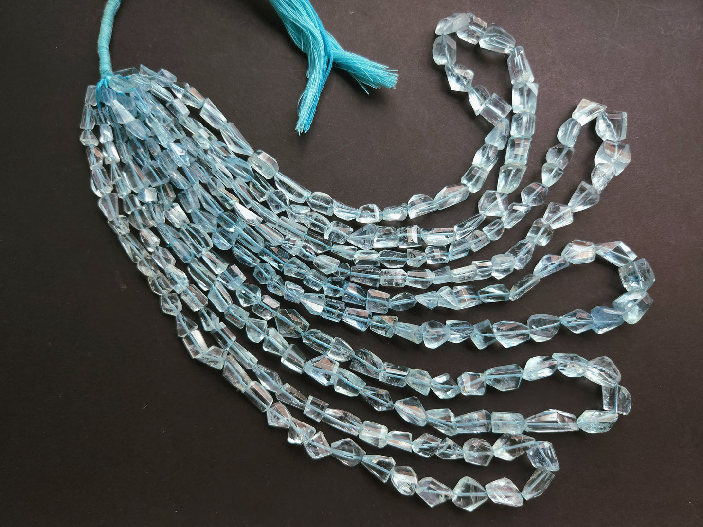 Natural Aquamarine Uneven Faceted Tumble Shape Beads