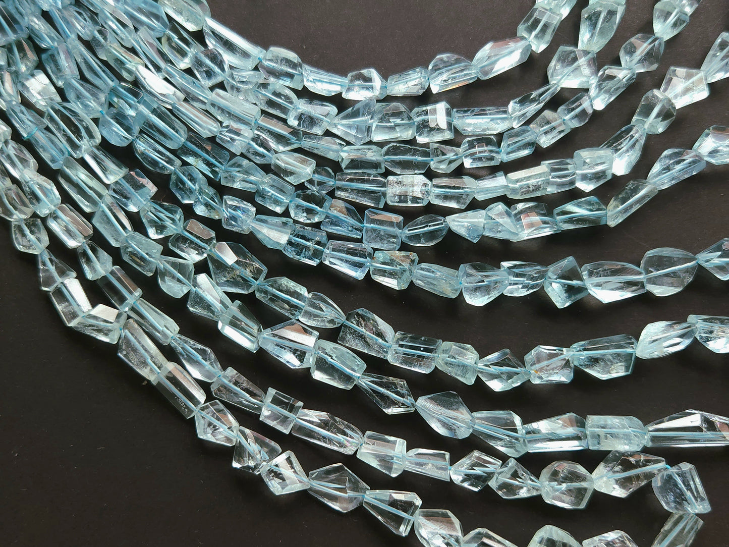 Natural Aquamarine Uneven Faceted Tumble Shape Beads