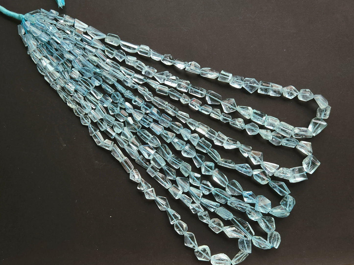 Natural Aquamarine Uneven Faceted Tumble Shape Beads