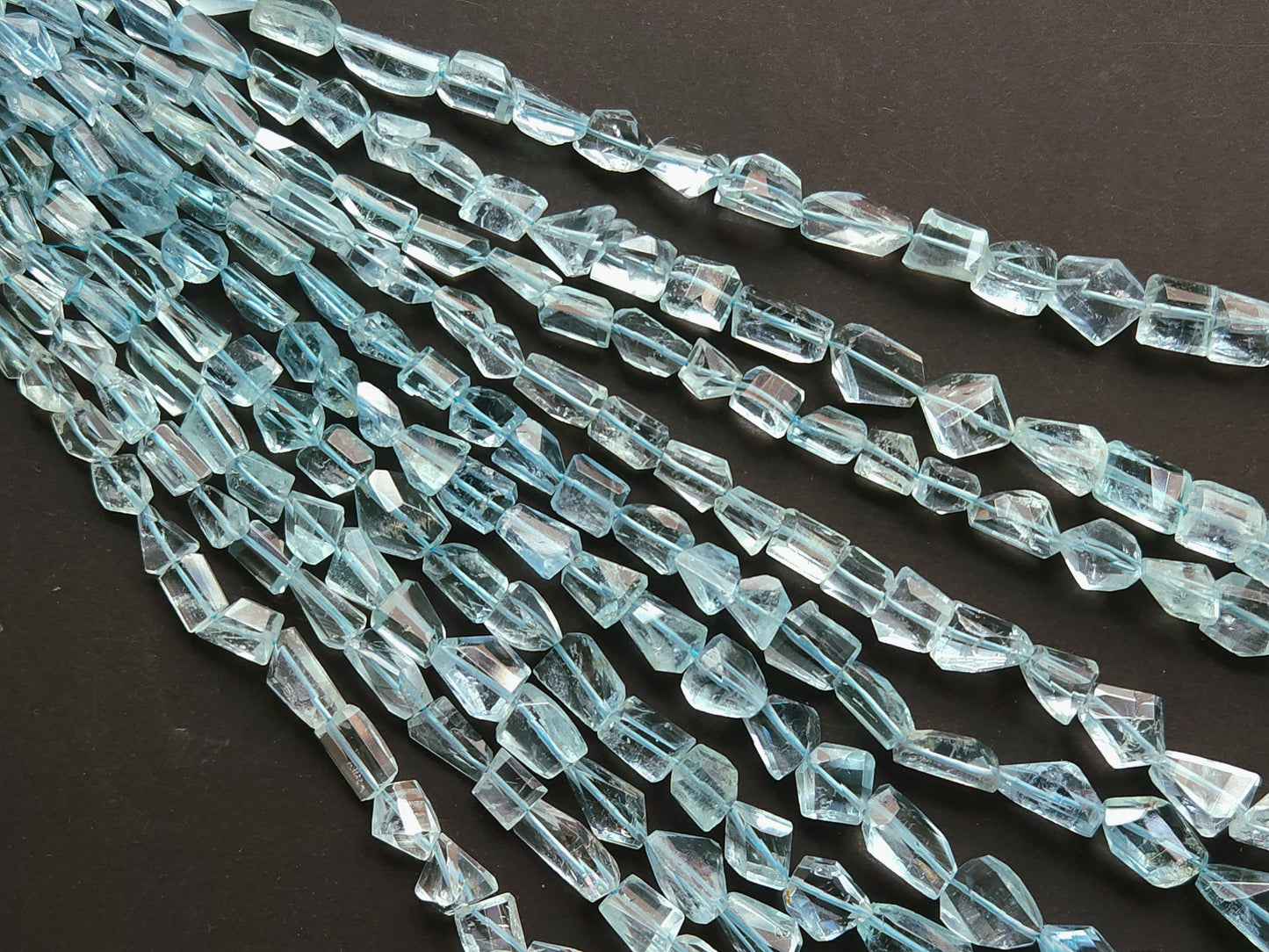 Natural Aquamarine Uneven Faceted Tumble Shape Beads