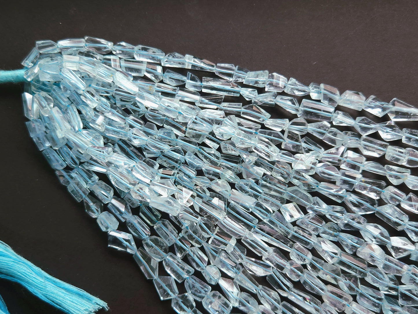 Natural Aquamarine Uneven Faceted Tumble Shape Beads