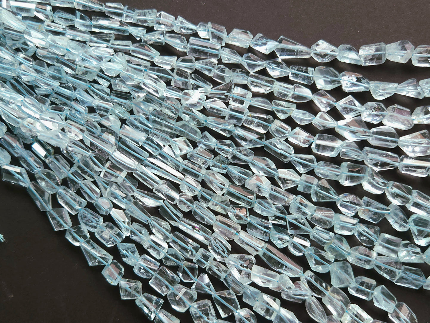 Natural Aquamarine Uneven Faceted Tumble Shape Beads