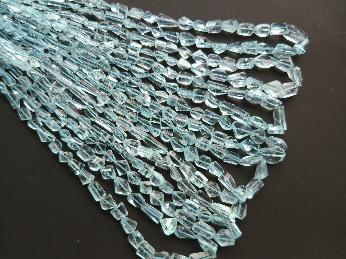 Natural Aquamarine Uneven Faceted Tumble Shape Beads