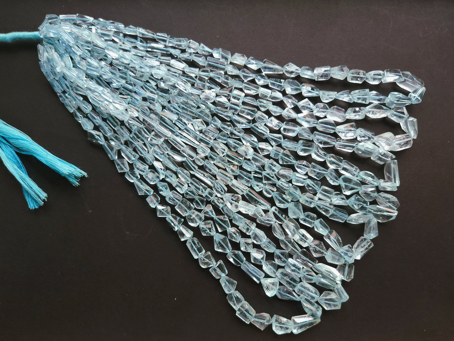 Natural Aquamarine Uneven Faceted Tumble Shape Beads