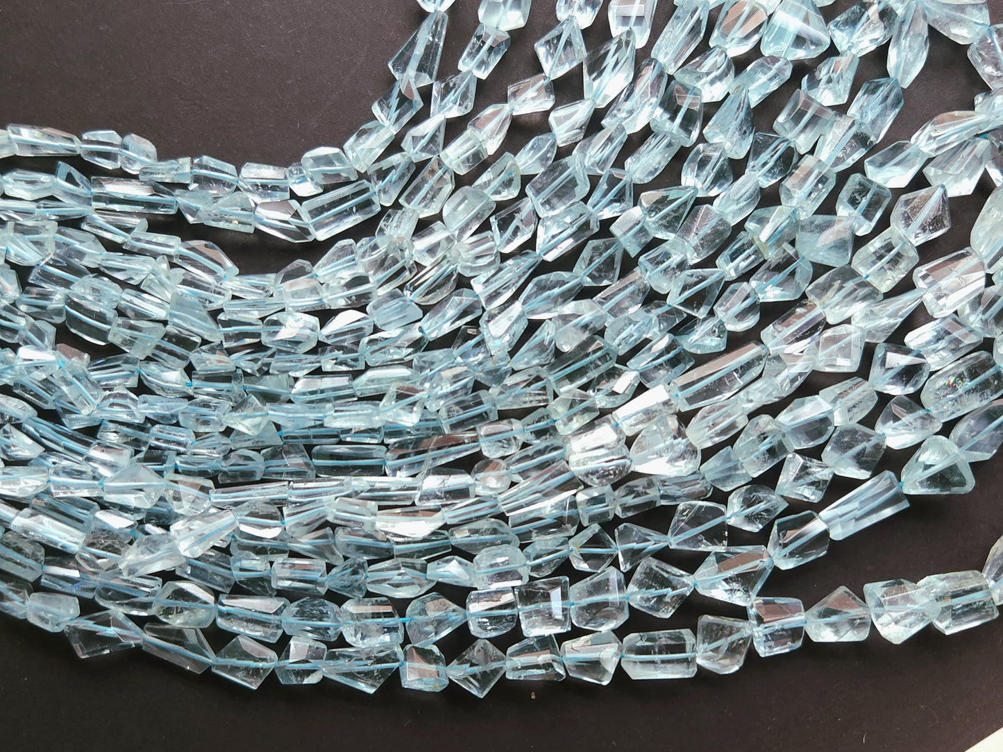 Natural Aquamarine Uneven Faceted Tumble Shape Beads