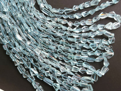 Natural Aquamarine Uneven Faceted Tumble Shape Beads