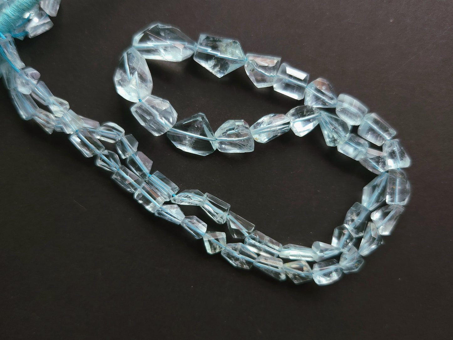 Natural Aquamarine Uneven Faceted Tumble Shape Beads