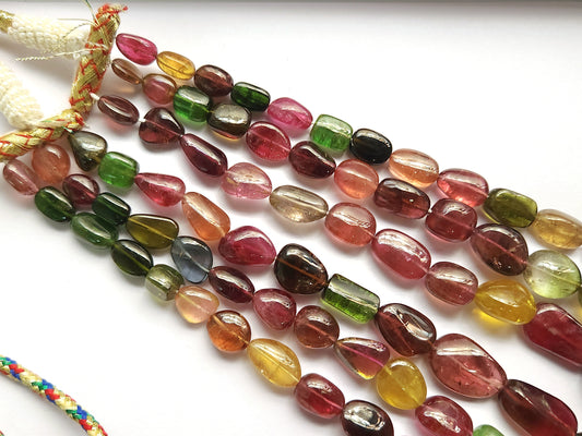Natural AAA Multi Tourmaline Smooth Tumbles | Nuggets Shape Beads