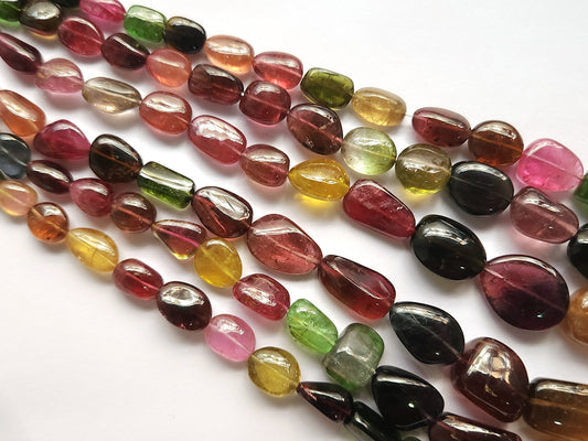 Natural AAA Multi Tourmaline Smooth Tumbles | Nuggets Shape Beads