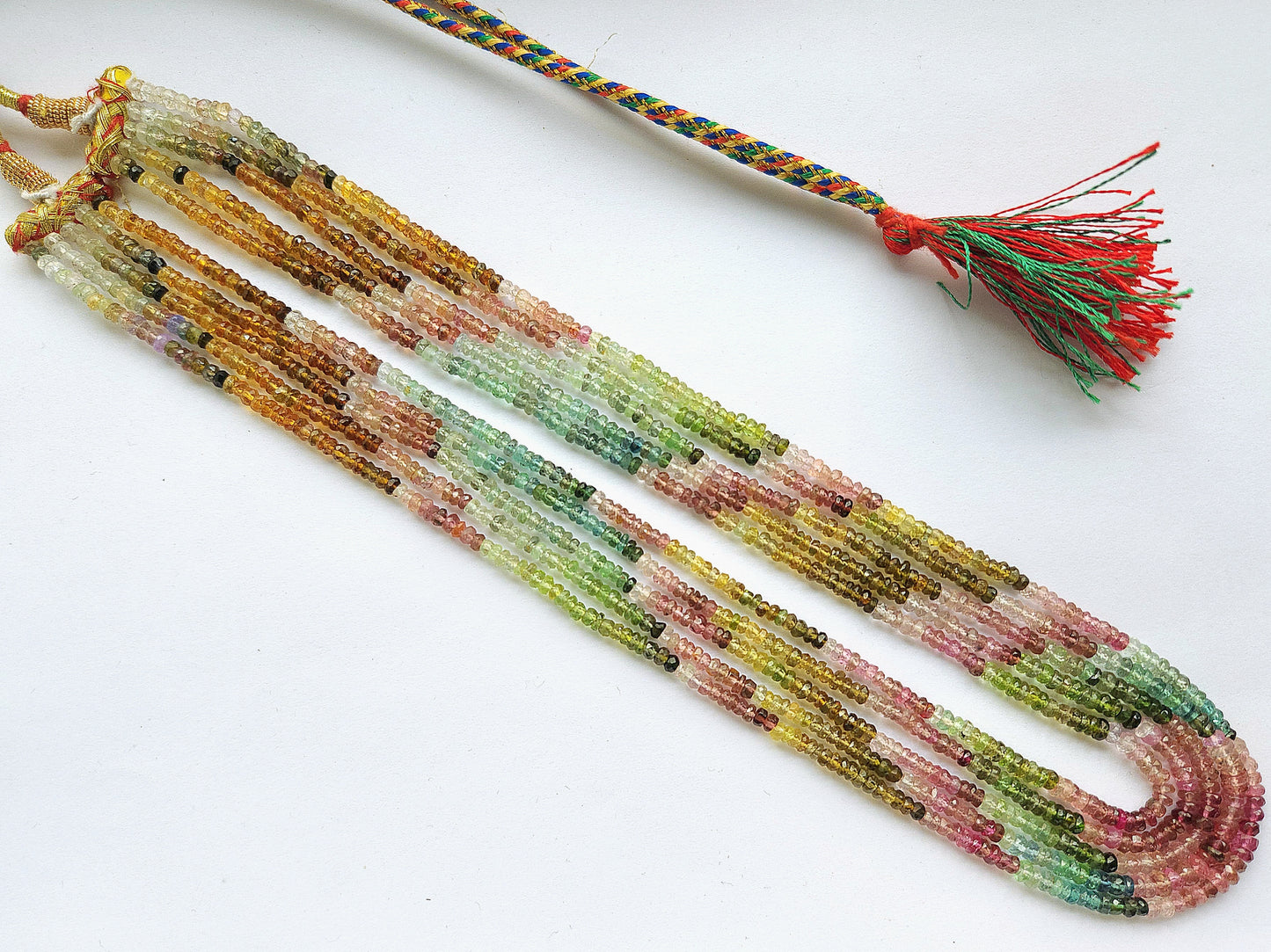 Natural Multi Tourmaline Faceted Rondelle Beads