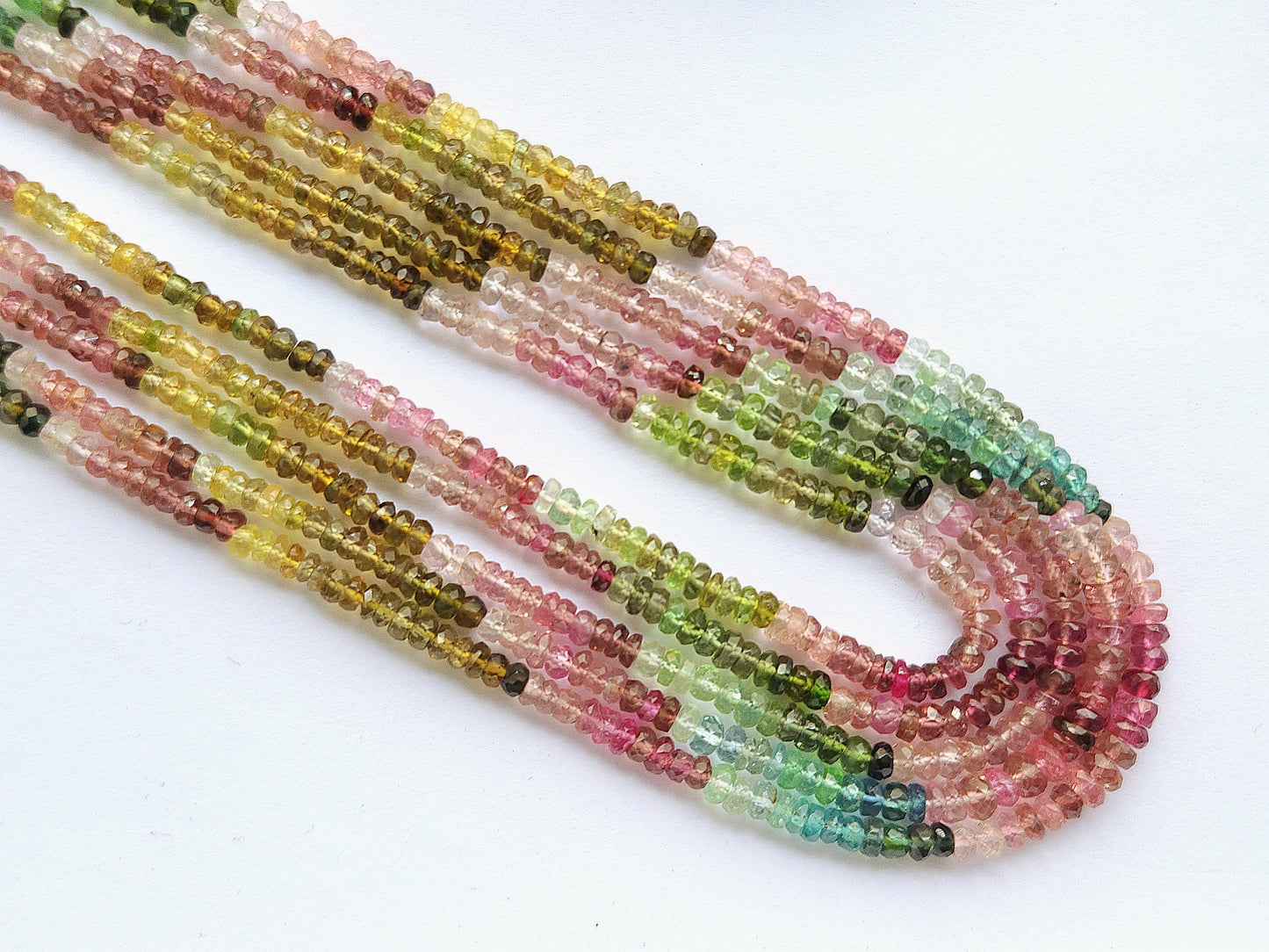 Natural Multi Tourmaline Faceted Rondelle Beads