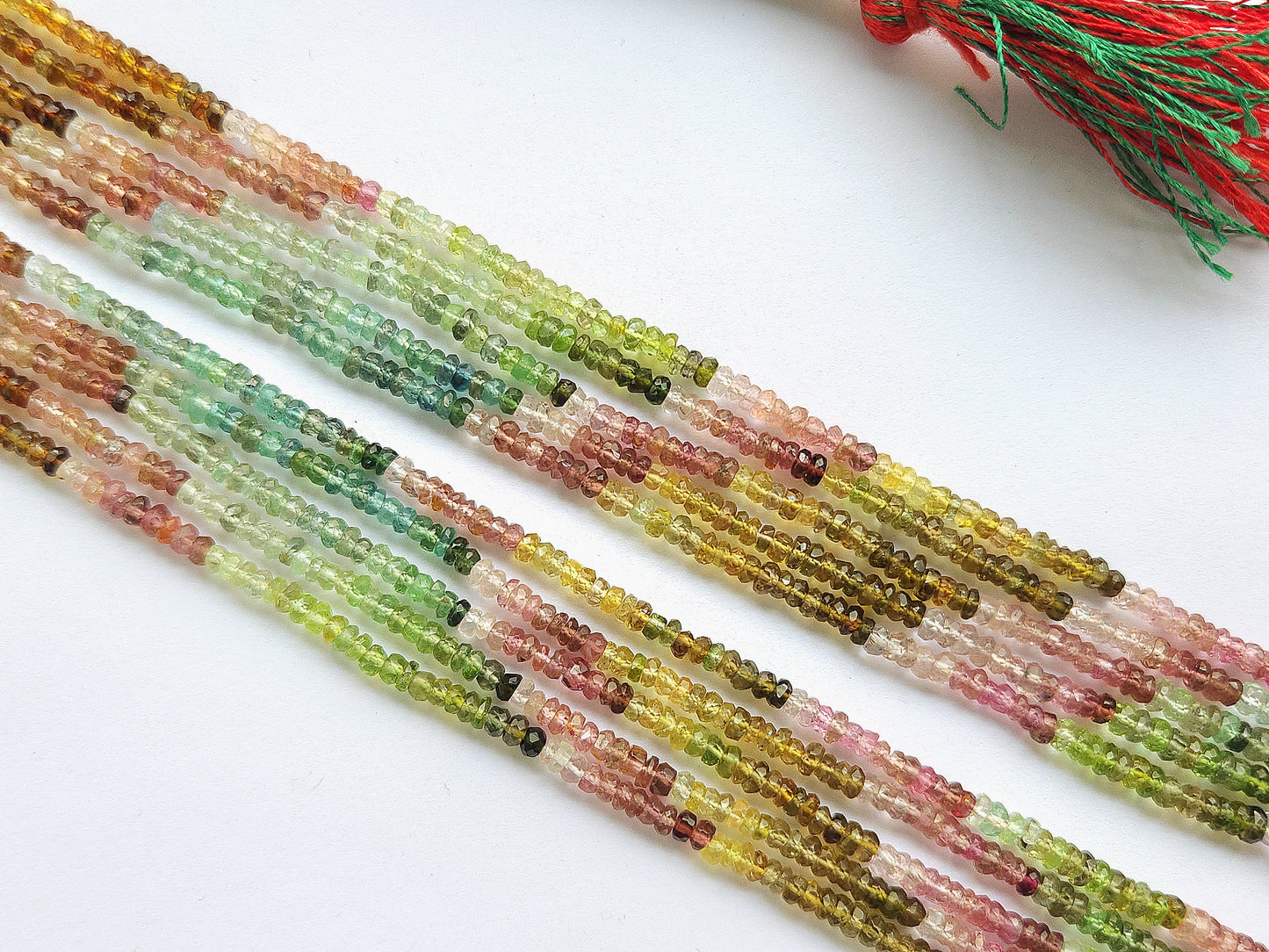 Natural Multi Tourmaline Faceted Rondelle Beads