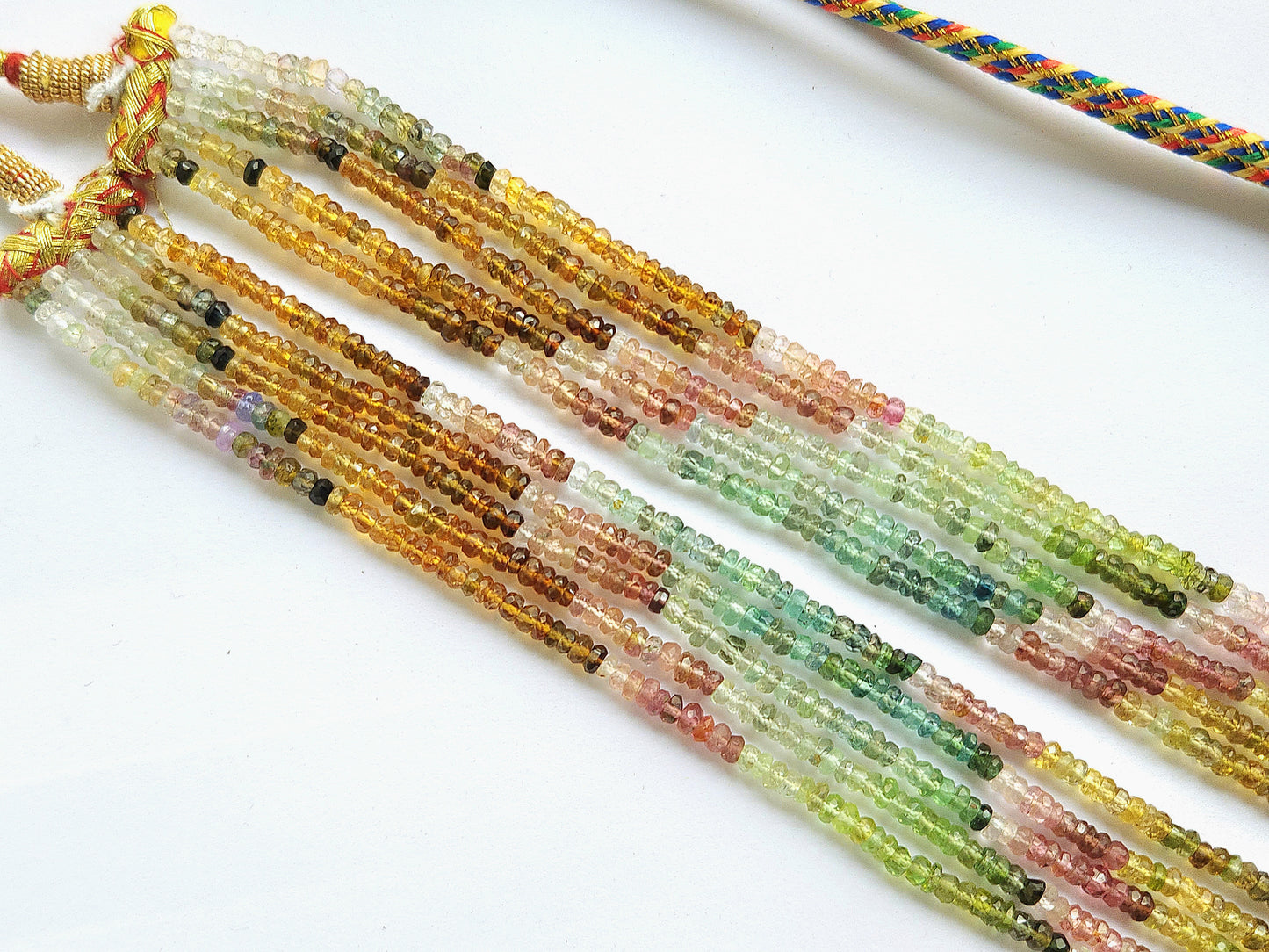 Natural Multi Tourmaline Faceted Rondelle Beads