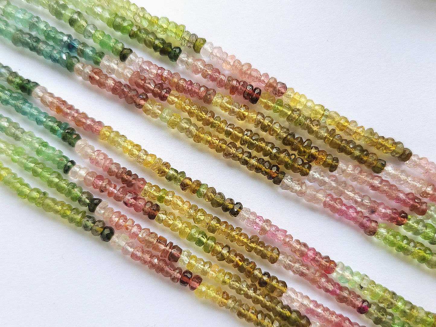 Natural Multi Tourmaline Faceted Rondelle Beads
