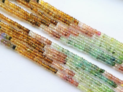 Natural Multi Tourmaline Faceted Rondelle Beads