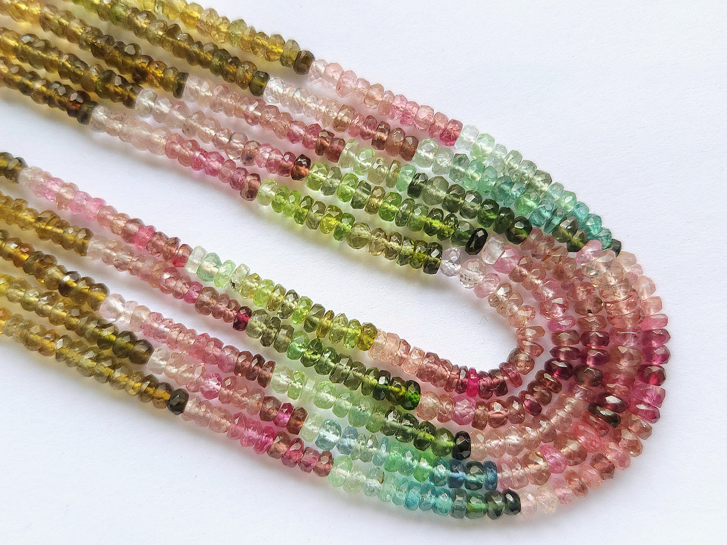 Natural Multi Tourmaline Faceted Rondelle Beads