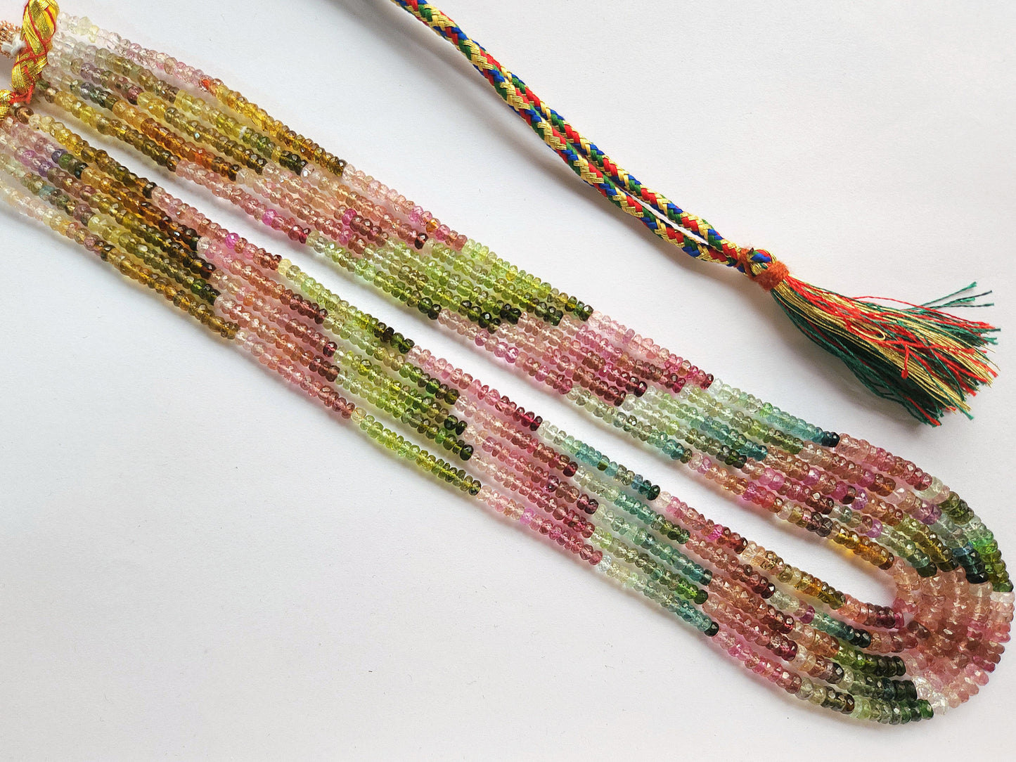 Natural Multi Tourmaline Faceted Rondelle Beads