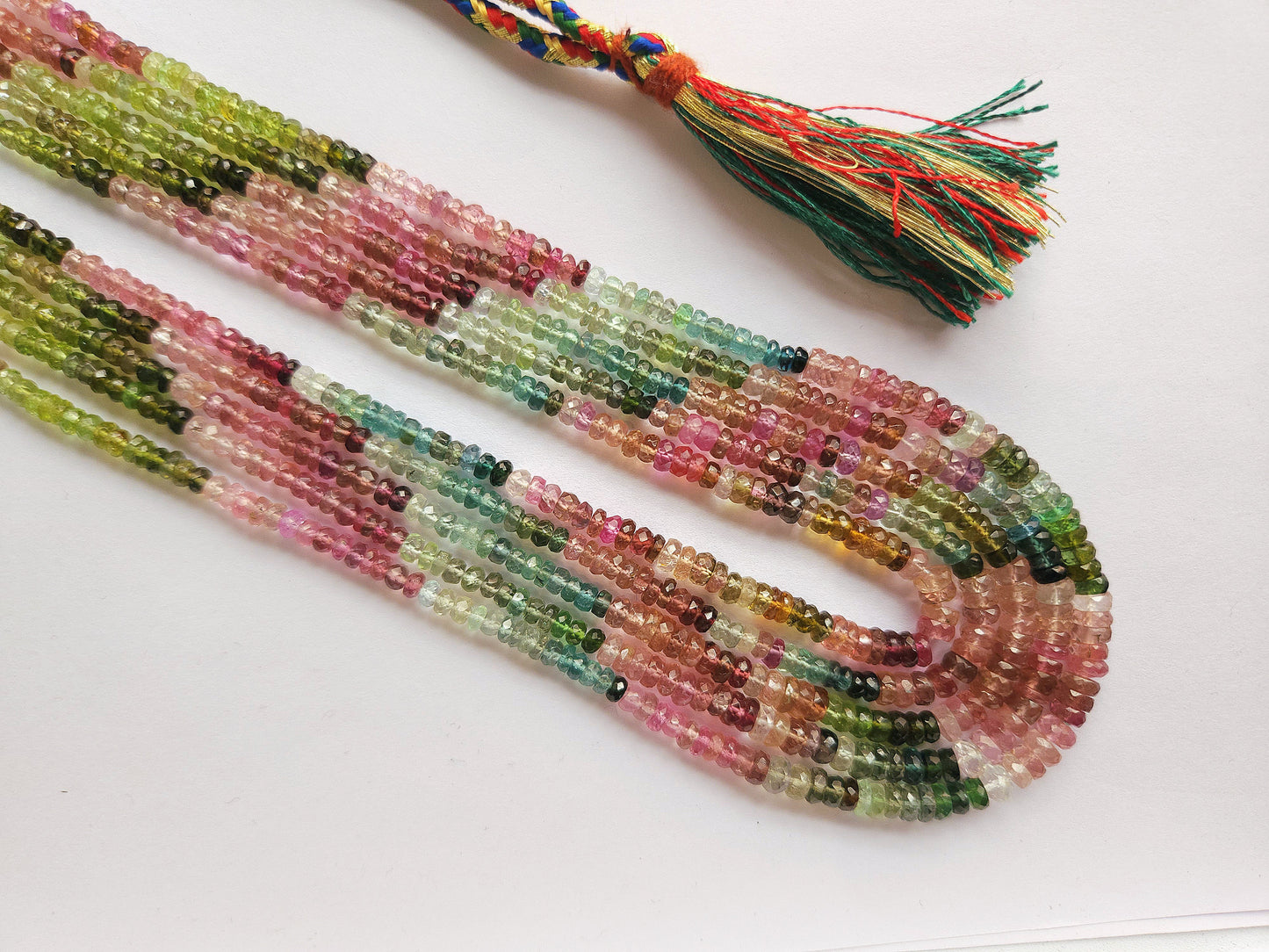 Natural Multi Tourmaline Faceted Rondelle Beads