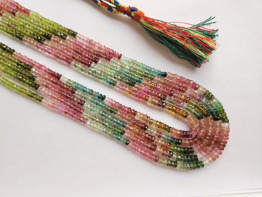 Natural Multi Tourmaline Faceted Rondelle Beads