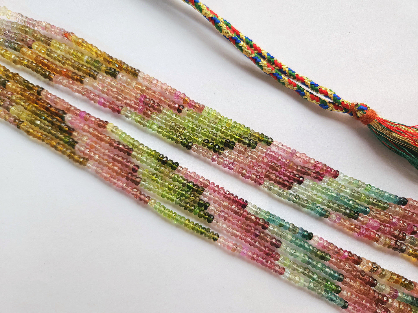 Natural Multi Tourmaline Faceted Rondelle Beads