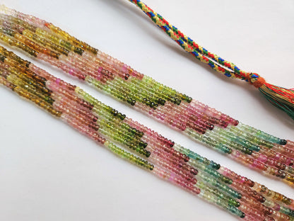 Natural Multi Tourmaline Faceted Rondelle Beads