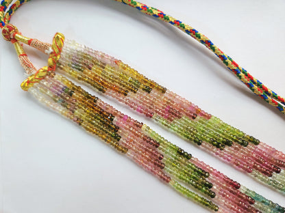 Natural Multi Tourmaline Faceted Rondelle Beads