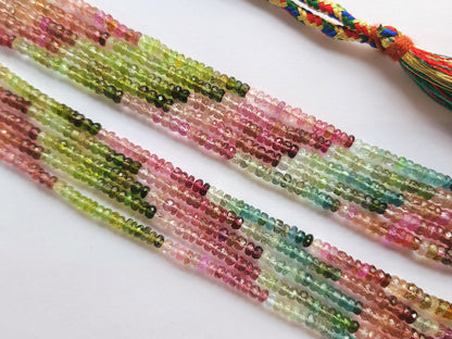 Natural Multi Tourmaline Faceted Rondelle Beads