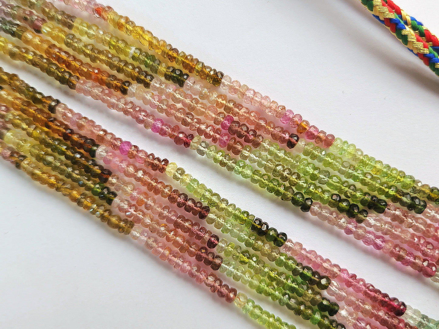 Natural Multi Tourmaline Faceted Rondelle Beads