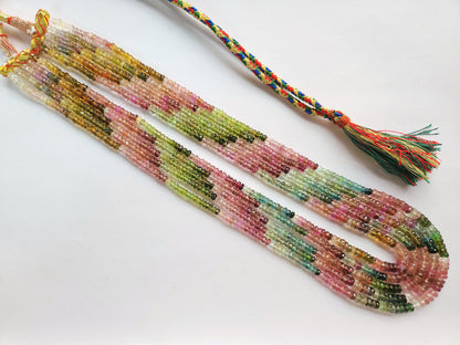 Natural Multi Tourmaline Faceted Rondelle Beads
