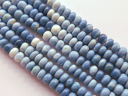 Natural Blue Opal Gemstone Smooth Rondelle Beads