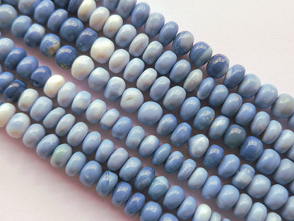 Natural Blue Opal Gemstone Smooth Rondelle Beads