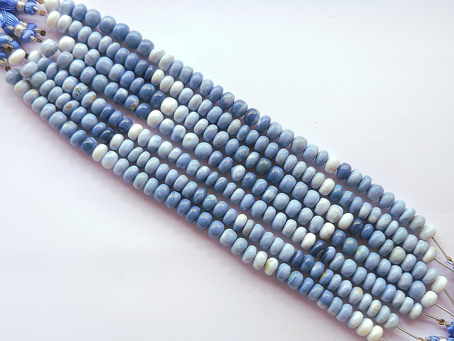 Natural Blue Opal Gemstone Smooth Rondelle Beads