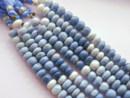 Natural Blue Opal Gemstone Smooth Rondelle Beads