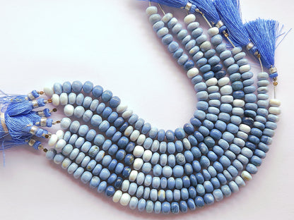 Natural Blue Opal Gemstone Smooth Rondelle Beads