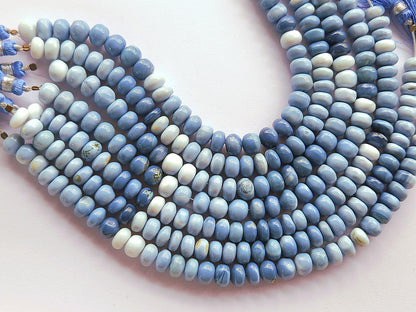 Natural Blue Opal Gemstone Smooth Rondelle Beads