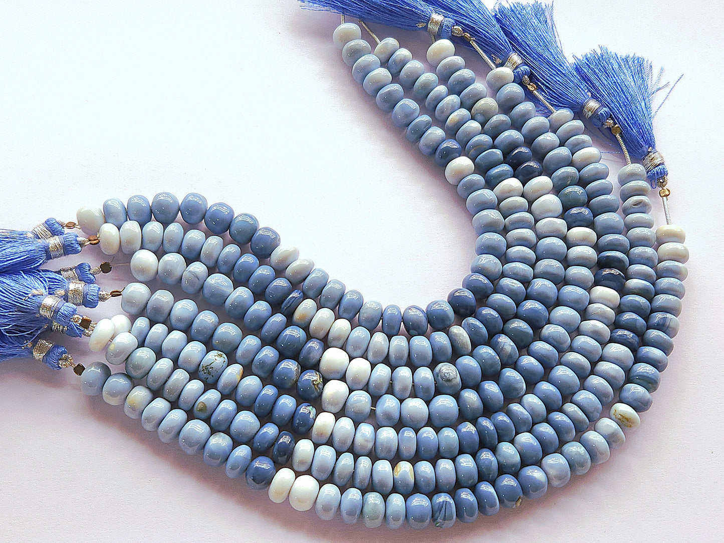 Natural Blue Opal Gemstone Smooth Rondelle Beads