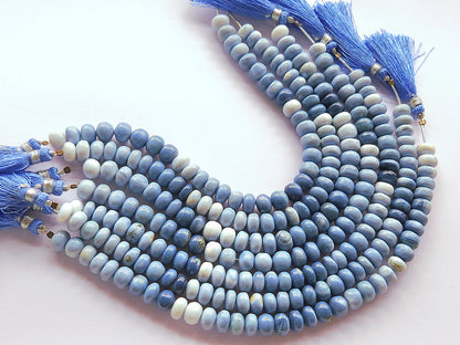 Natural Blue Opal Gemstone Smooth Rondelle Beads