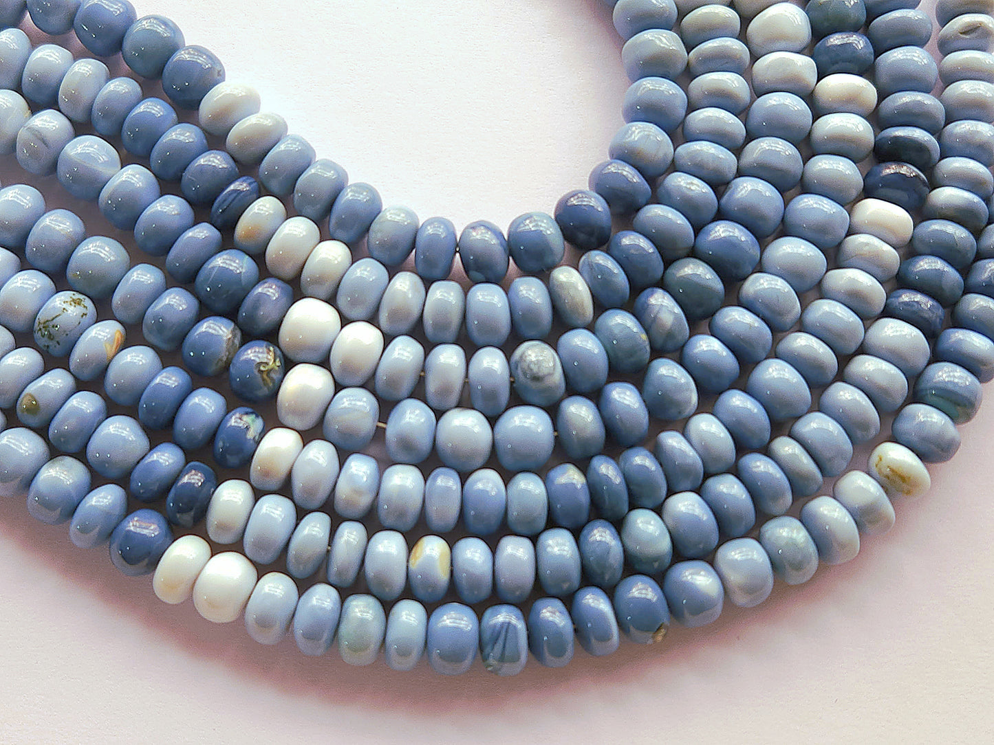 Natural Blue Opal Gemstone Smooth Rondelle Beads