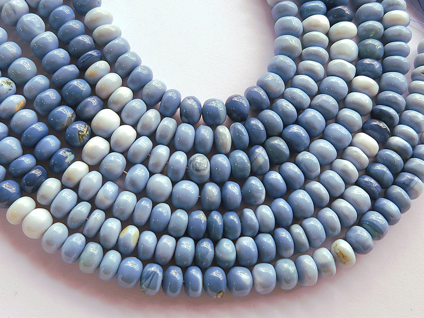 Natural Blue Opal Gemstone Smooth Rondelle Beads