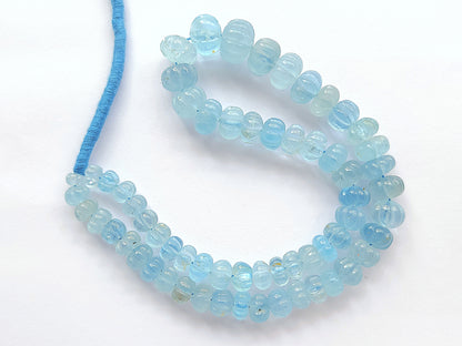Natural Blue Topaz Gemstone Carved Melon Shape Beads