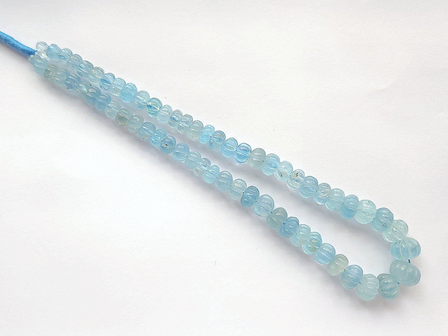 Natural Blue Topaz Gemstone Carved Melon Shape Beads